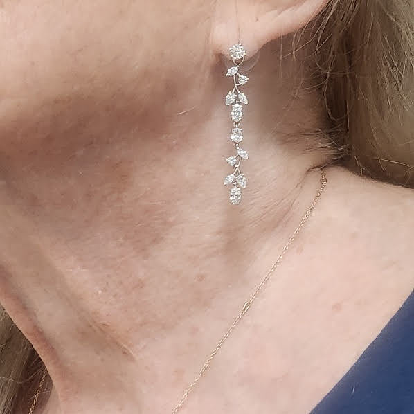 Lab Grown Diamond Drop Dangle stud & jacket earring set 3.50 carats