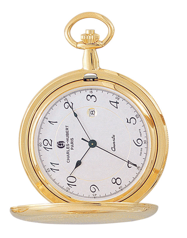 Charles Hubert Polished Finish Full Hunter Quartz Pocket Watch 3517