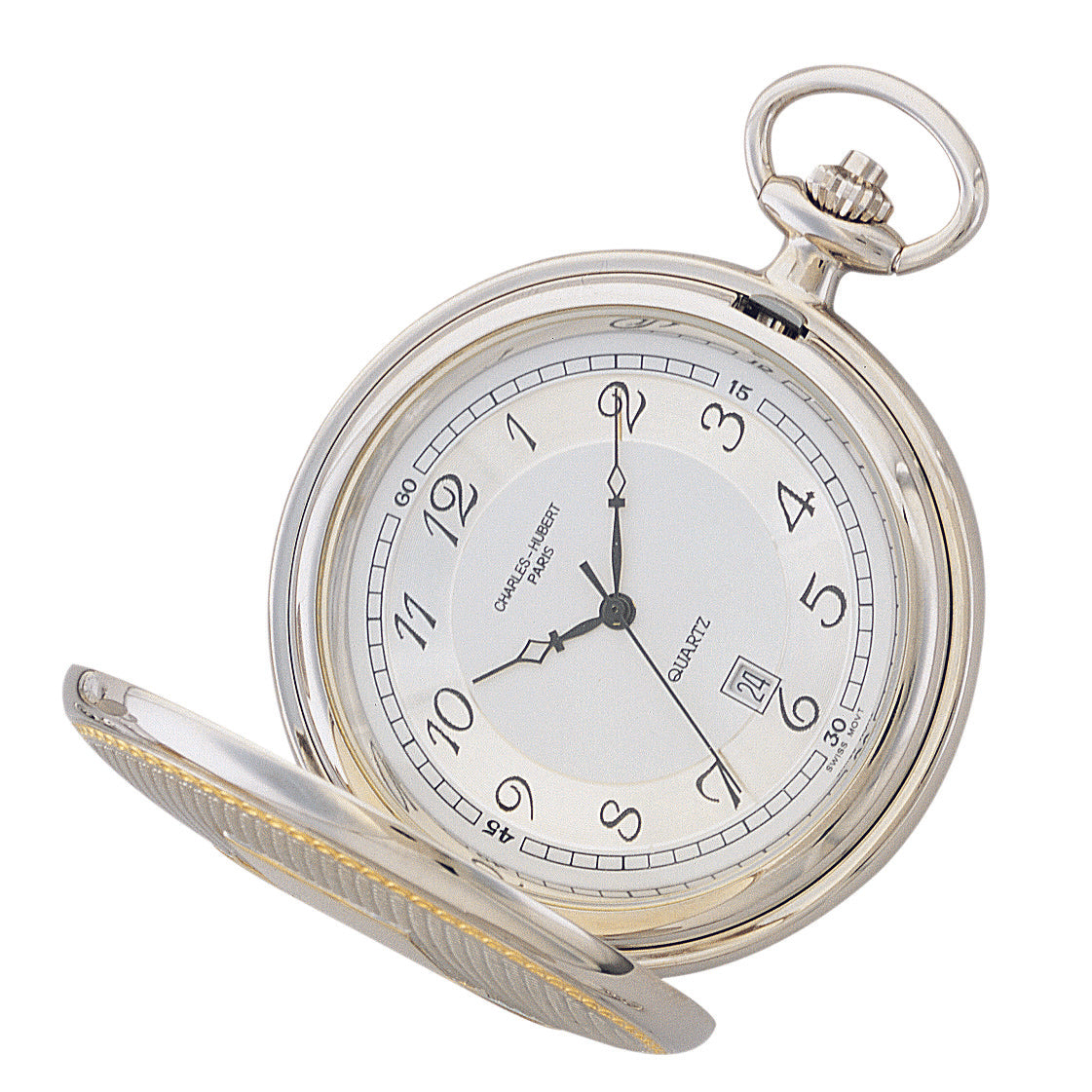 Charles-Hubert Two-Tone Full Hunter Quartz Pocket Watch 3554