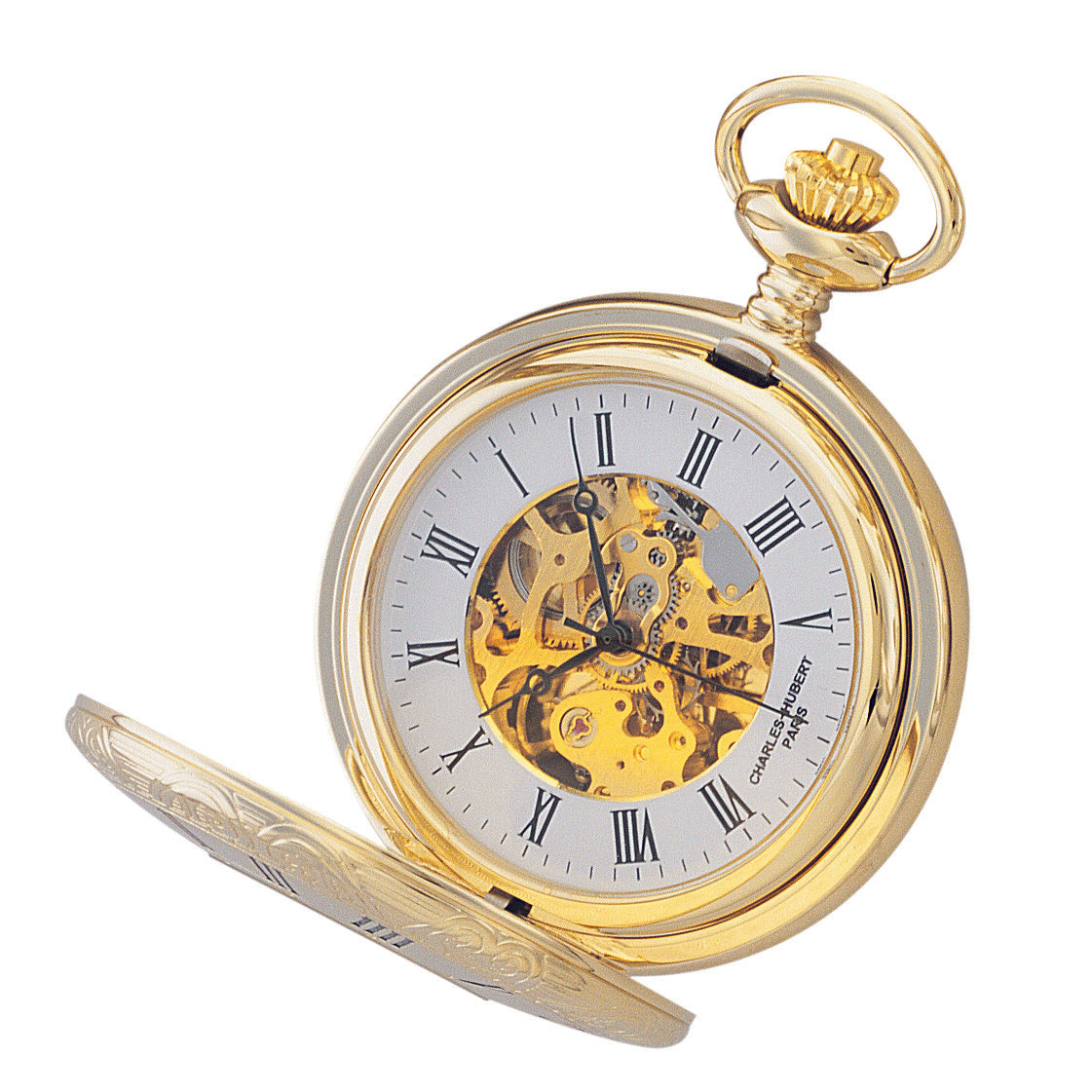 Charles Hubert Gold-Plated Half Hunter Mechanical Pocket Watch 3558