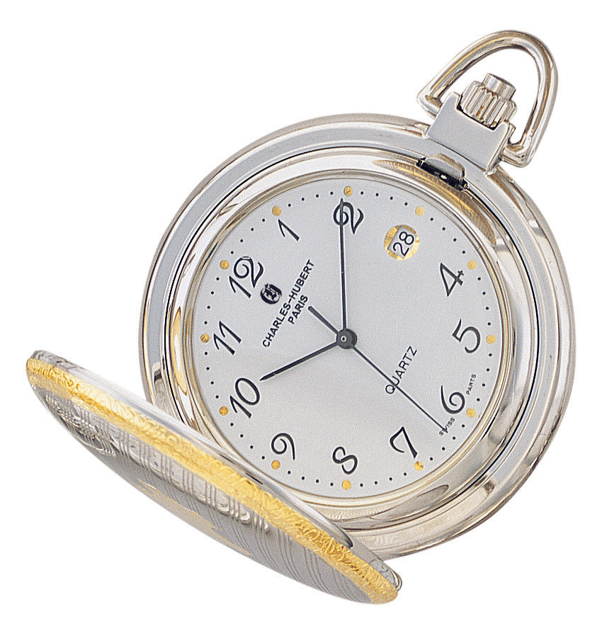 Charles-Hubert Two-Tone Full Hunter Quartz Pocket Watch 3560