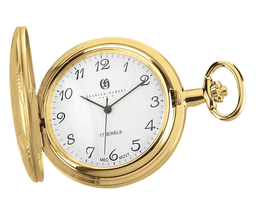 Charles Hubert Gold-Plated Full Hunter Mechanical Pocket Watch 3842