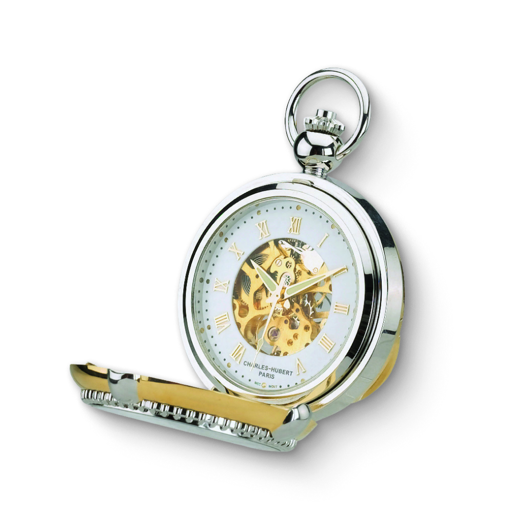 Charles-Hubert Two-Tone Half Hunter Photo Frame Mechanical Pocket Watch 3846