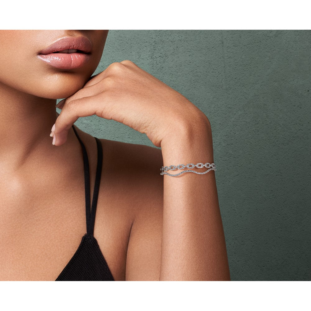 True Origin Lab Grown Diamond VS+ F+ 6.25 in Complete Wavy Bangle