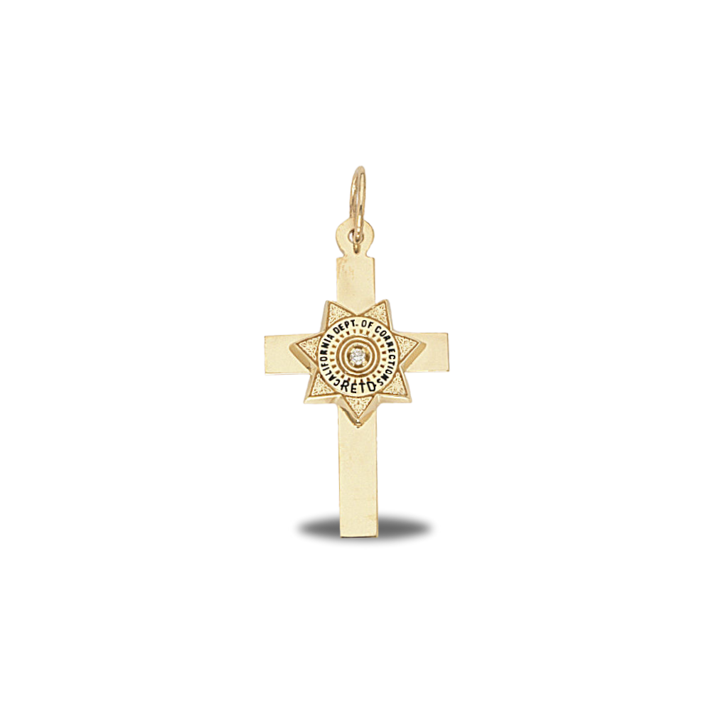 California State Department of Corrections Badge With Cross
