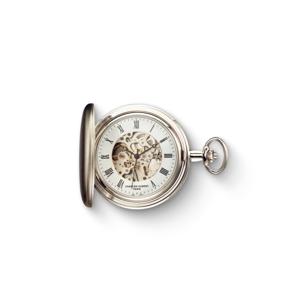 Charles-Hubert Brushed Finish Full Hunter Mechanical Pocket Watch 3789-W
