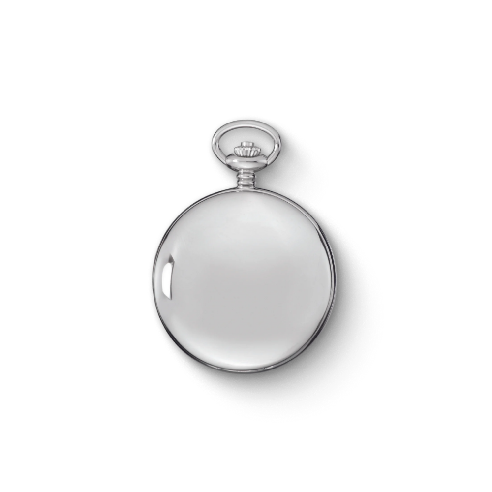 Charles Hubert Stainless Steel Polished Finish Full Hunter Mechanical Pocket Watch 3905-W