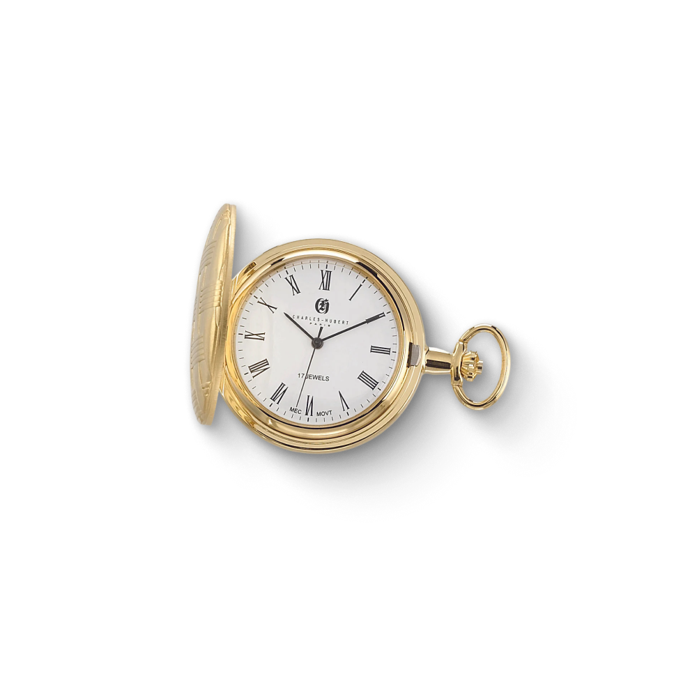 Charles Hubert Gold-Plated Full Hunter Mechanical Pocket Watch 3841-GR
