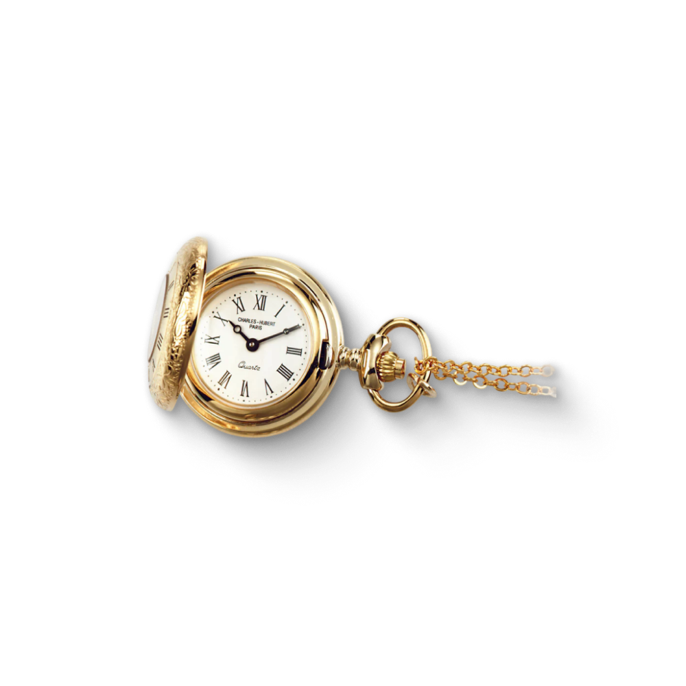 Charles Hubert Gold-Plated Half Hunter Quartz Pendant Watch 6764