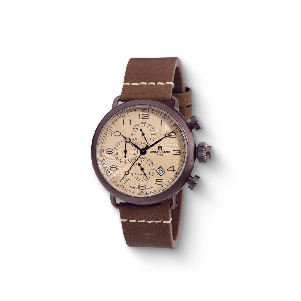 Charles Hubert Stainless Steel Chronograph Quartz Watch 3958-N