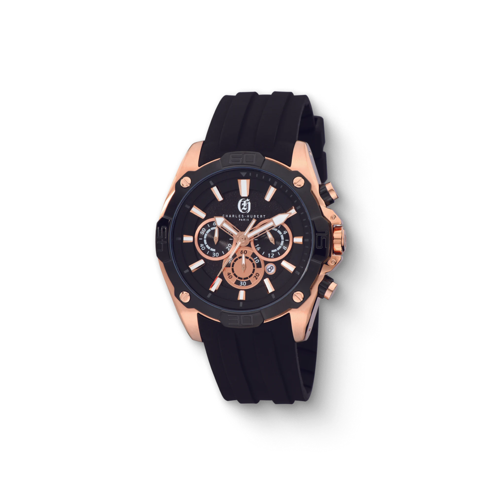 Charles Hubert Stainless Steel Chronograph Quartz Watch 3985-RG