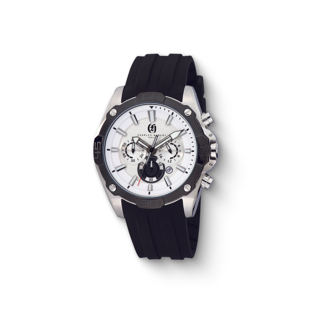 Charles Hubert Stainless Steel Chronograph Quartz Watch 3985-W