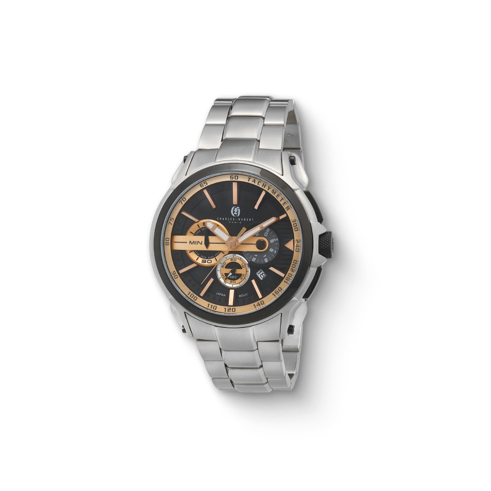 Charles Hubert Stainless Steel Chronograph Quartz Watch 4009-W