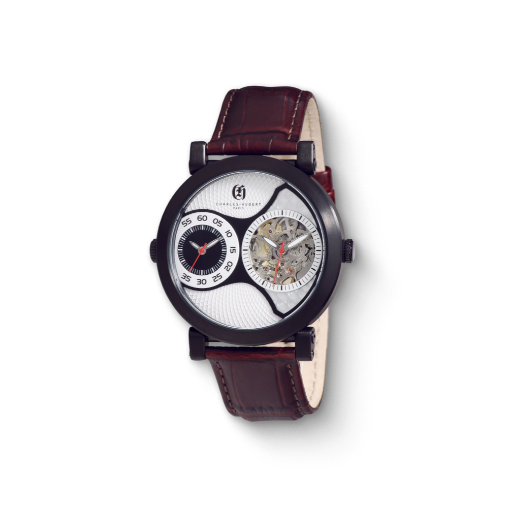 Charles Hubert Stainless Steel Dual Time Mechanical and Quartz Watch 3966-B