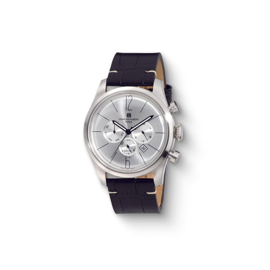 Charles Hubert Stainless Steel Dual Time Quartz Watch 3959-S