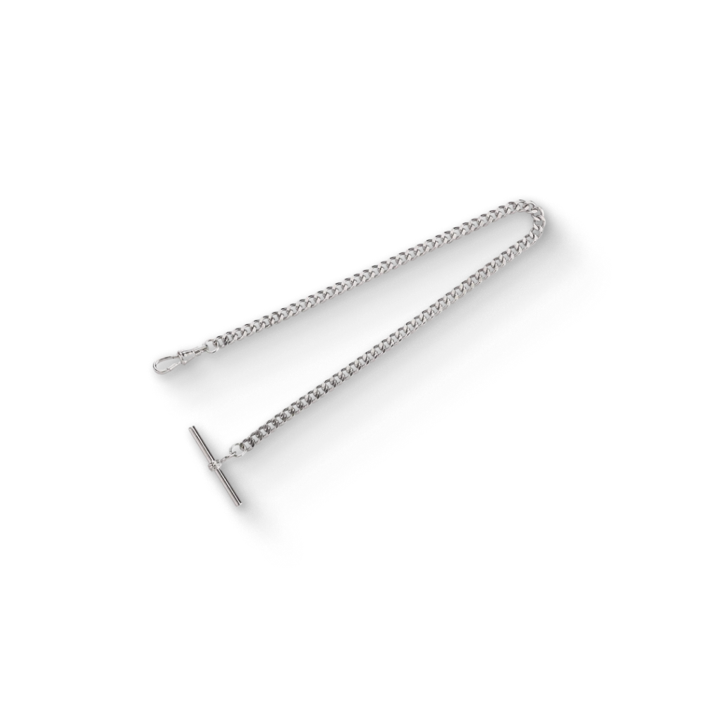 Charles Hubert Stainless Steel Pocket Watch T-Bar Chain 3911-W