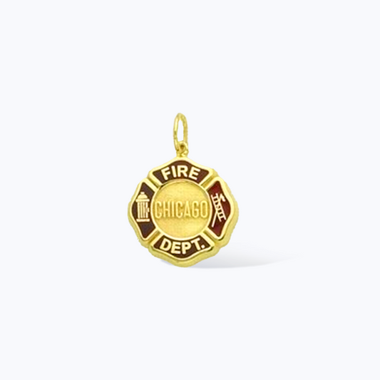 Chicago Fire Department Badge Pendant With Enamel