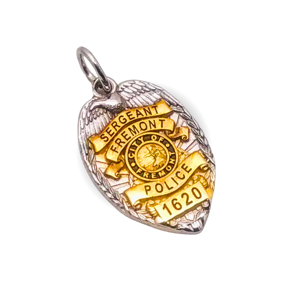 .925 Sterling Silver Police Badge Pendant / Charm With Italian Box Chain - Made In USA