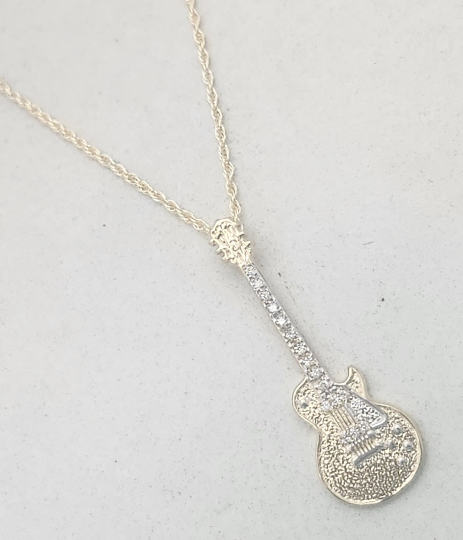 Les Paul Guitar Pendant / Necklace / Charm - Silver & Gold