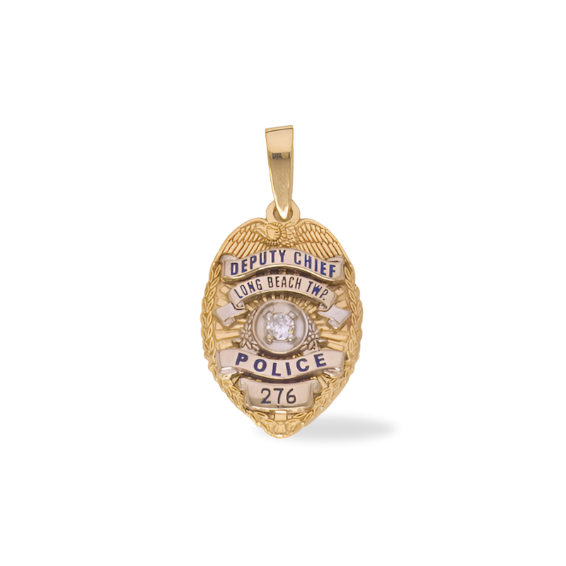 Long Beach Township Police Department Badge Pendant With Diamond