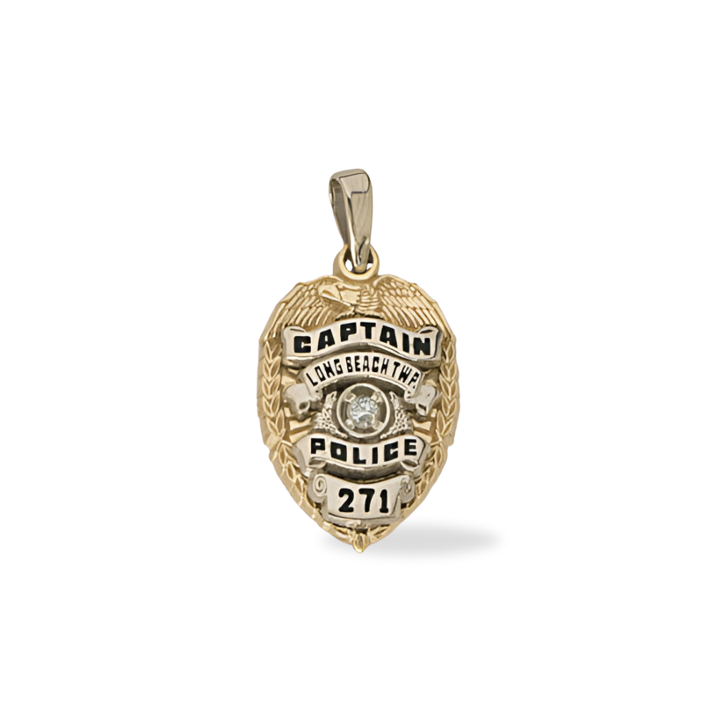 Long Beach Township Police Department Badge Pendant With Diamond