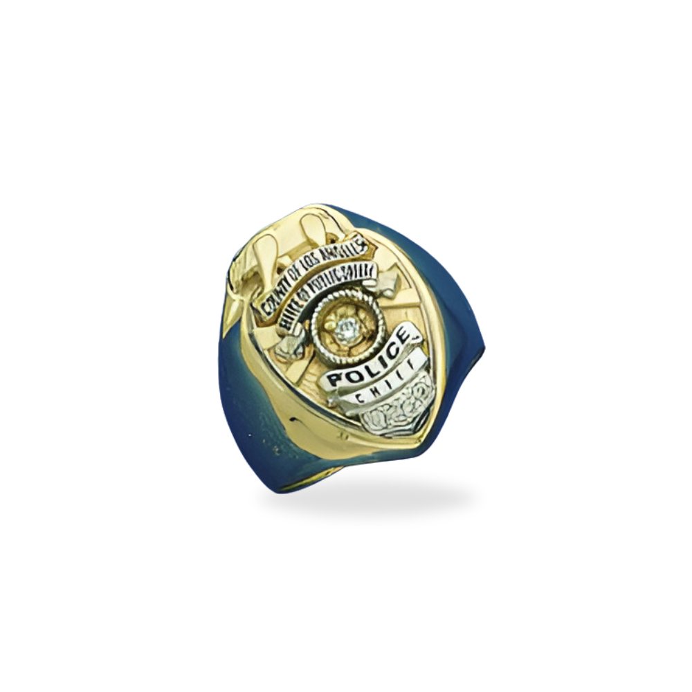 LA County Office of Public Safety Badge Ring With Diamond