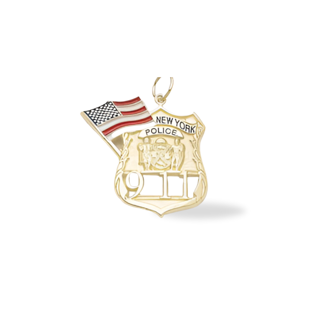 NYPD Memorial With Flag Enameled Pendant