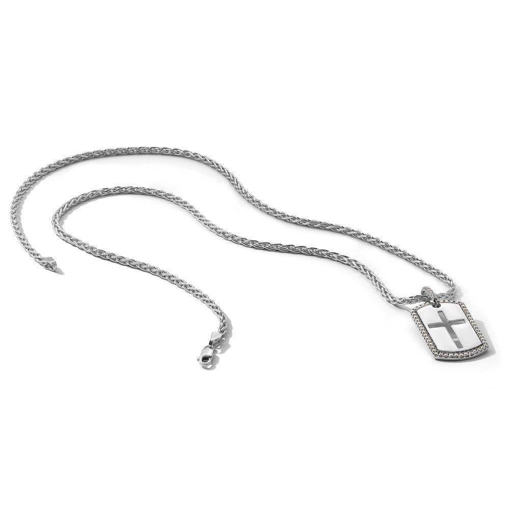 True Origin Men's Lab Grown Diamond VS+ F+ Complete Cross Dog Tag Pendant