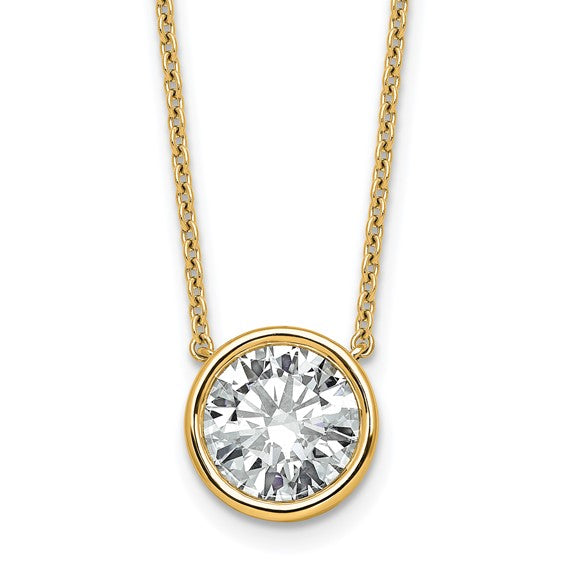Lab Grown Round Brilliant Solitaire Diamond Necklace - 3.00 Carat
