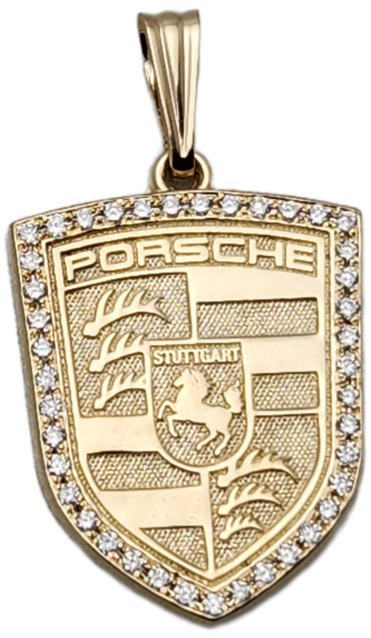 Custom Finest Porsche gold & diamond pendant
