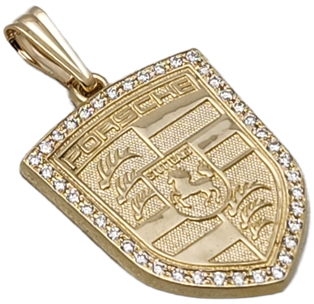 Custom Finest Porsche gold & diamond pendant