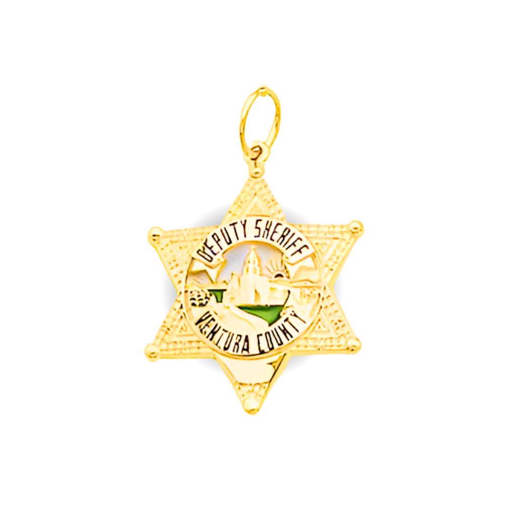 Ventura County Sheriff Department Star Badge Pendant With Enamel