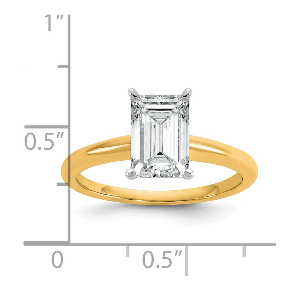 Certified Lab Grown Diamond VS+ F+ Emerald Solitaire Complete Engagement Ring