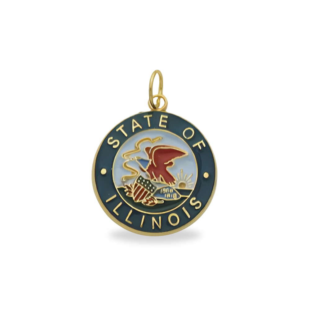 State of Illinois Badge Pendant Medal With Enamel