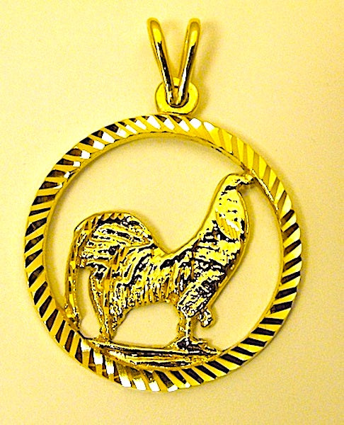 Rooster Pendant - Sterling Silver & Yellow or White Gold