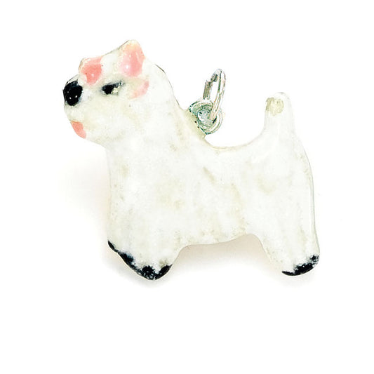 HAND ENAMELED WEST HIGHLAND WHITE TERRIER FLAT DOG