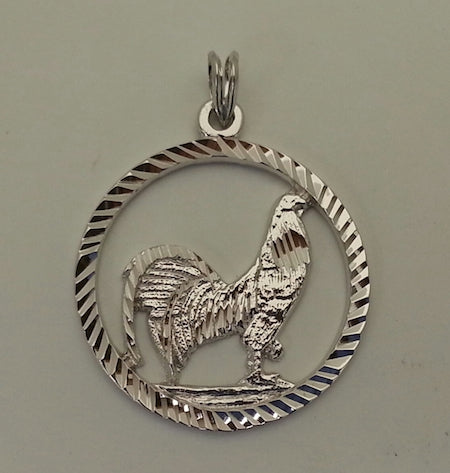Rooster Pendant - Sterling Silver & Yellow or White Gold