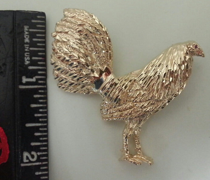 Rooster 2" Fully Detailed Pendant - Gold