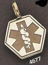 Medium Hexagon Medical Necklace - Yellow Gold With Red Enamel