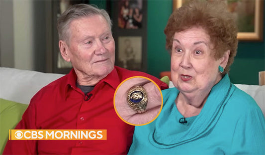Couple sitting together with a close-up of a ring in the foreground, featured on CBS Mornings.
