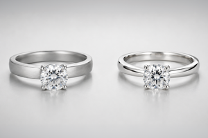 Platinum vs white gold engagement rings with round diamond solitaire settings comparison