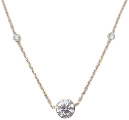 Three Stone Lab Grown Diamond Necklace - 3.25 Carats
