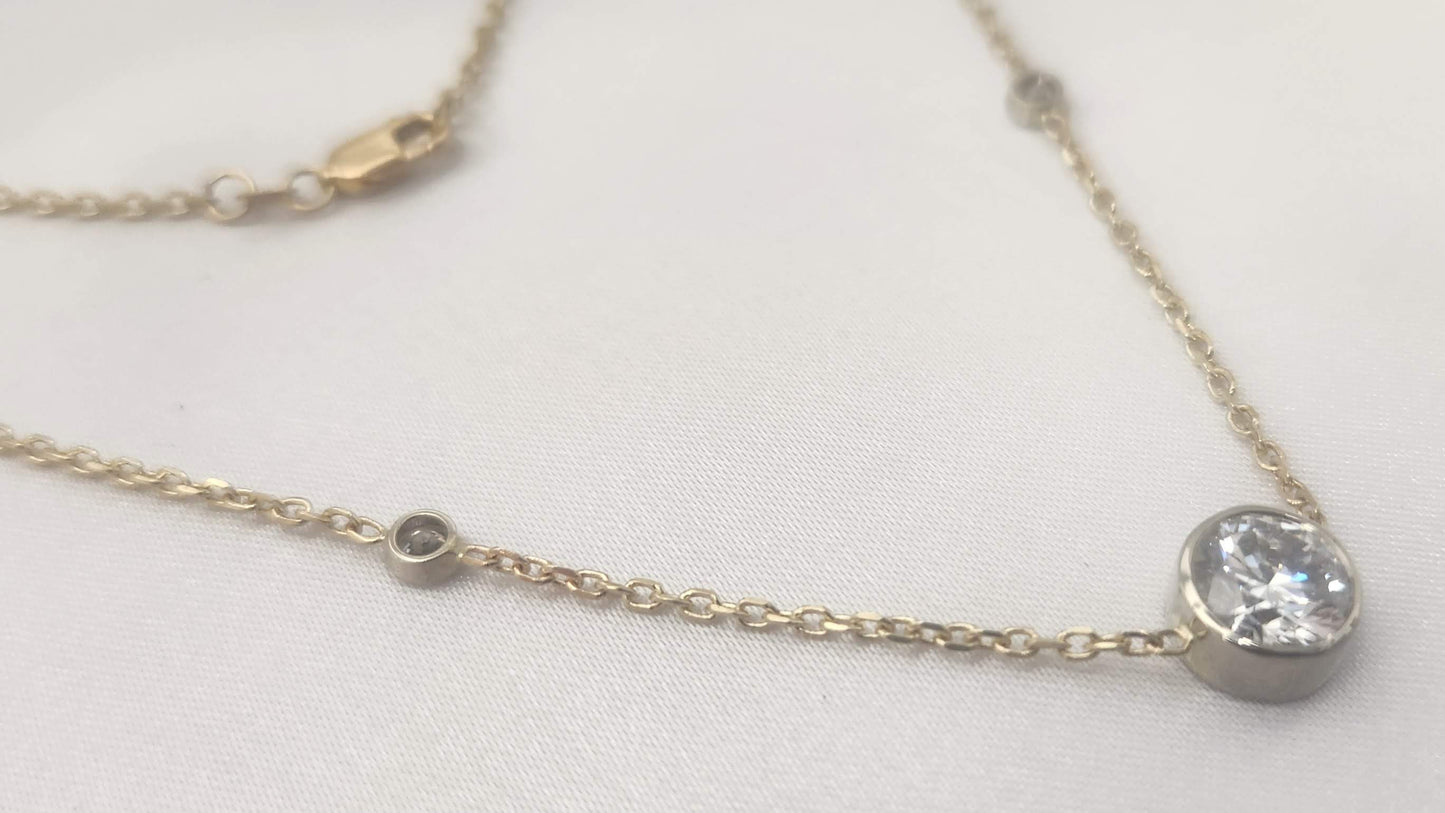 Three Stone Lab Grown Diamond Necklace - 3.25 Carats