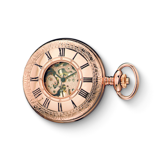 Charles Hubert Rose-Gold Plated Half Hunter Mechanical Pocket Watch 3806