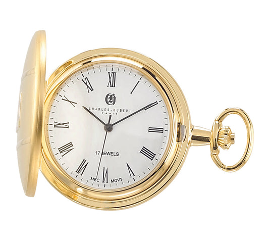 Charles-Hubert Gold-Plated Full Hunter Mechanical Pocket Watch 3840