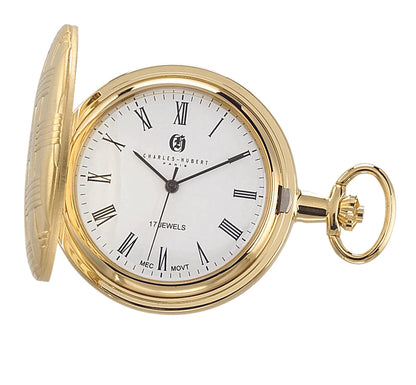 Charles Hubert Gold-Plated Full Hunter Mechanical Pocket Watch 3841-GR