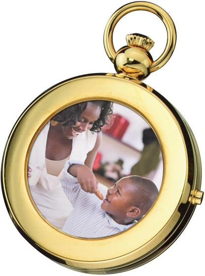 Charles Hubert Gold-Plated Half Hunter Photo Frame Mechanical Pocket Watch 3848