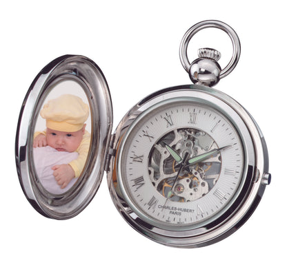 Charles Hubert Half Hunter Photo Frame Mechanical Pocket Watch 3849