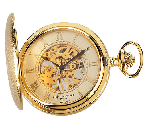 Charles-Hubert Gold-Plated Full Hunter Mechanical Pocket Watch 3861-G