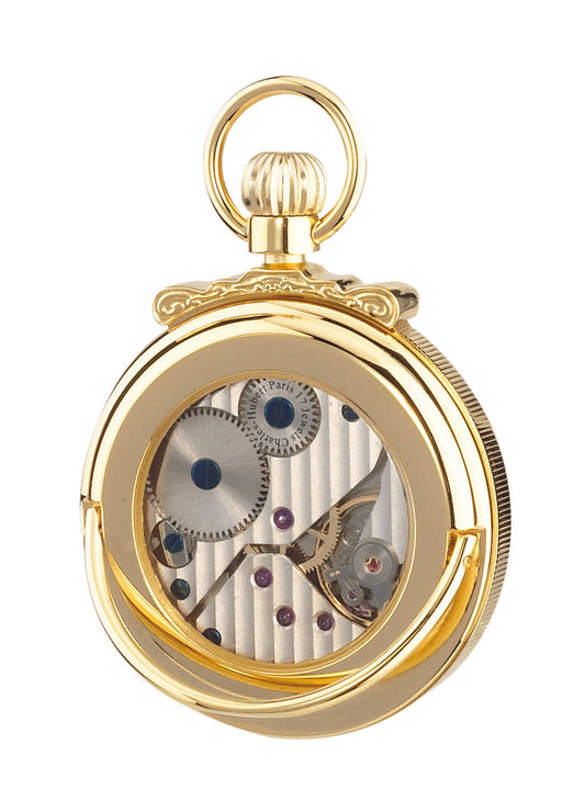 Charles-Hubert Gold-Plated Open Face Mechanical Pocket Watch 3873-G